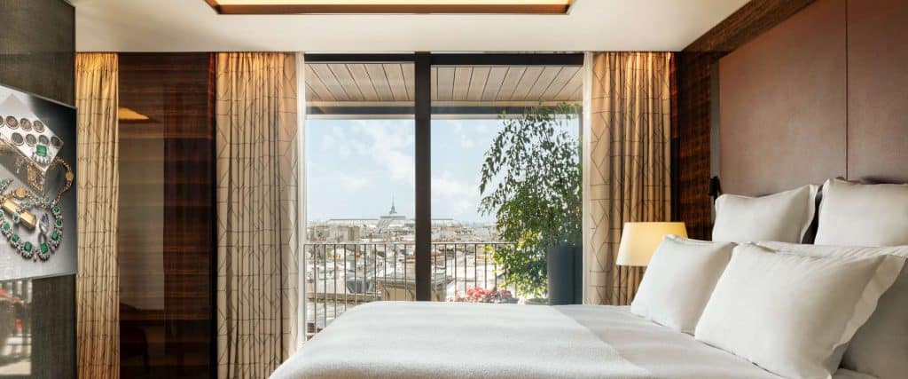 Luxury hotel room view in Paris