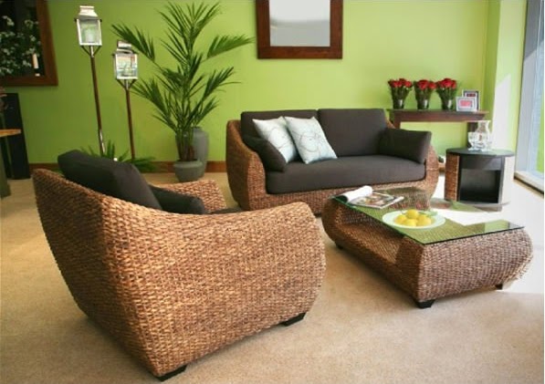 Water hyacinth sofa, armchair and coffee table