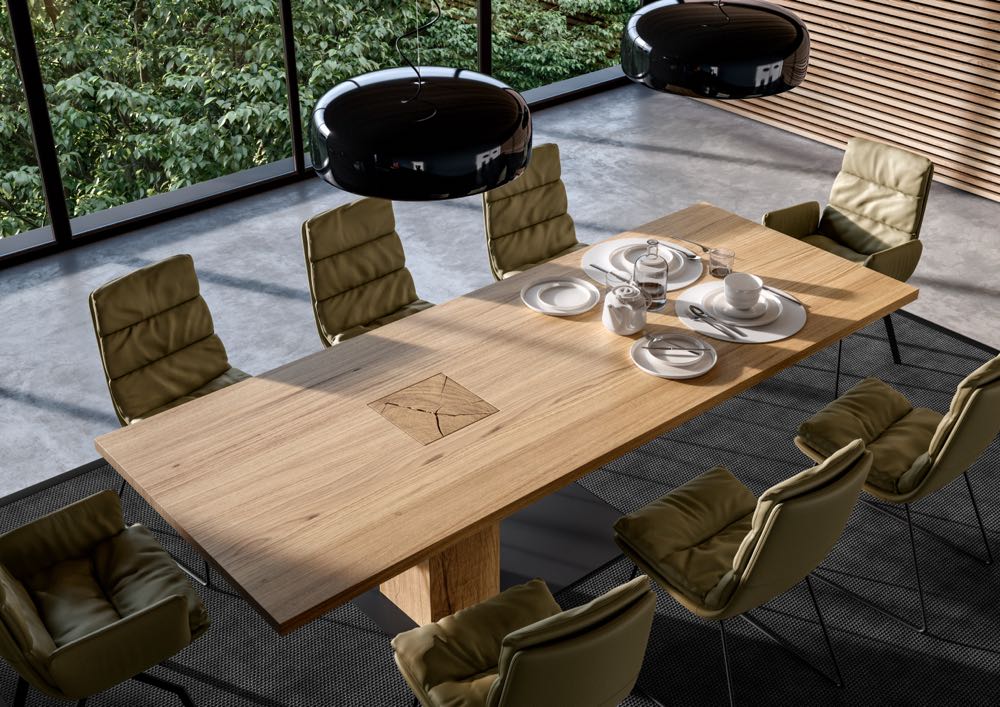 Asymetric solid wood dining table MONO ASC
