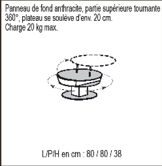 Round designer table with liftable top