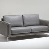 Auteuil grey - sofa in premium leather - view angle - French Design by Bernard Masson