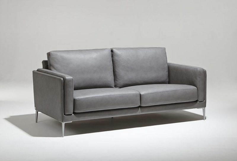 Auteuil grey - sofa in premium leather - view angle - French Design by Bernard Masson