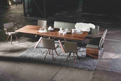 Loft bench and corner bench oak or walnut wood German design