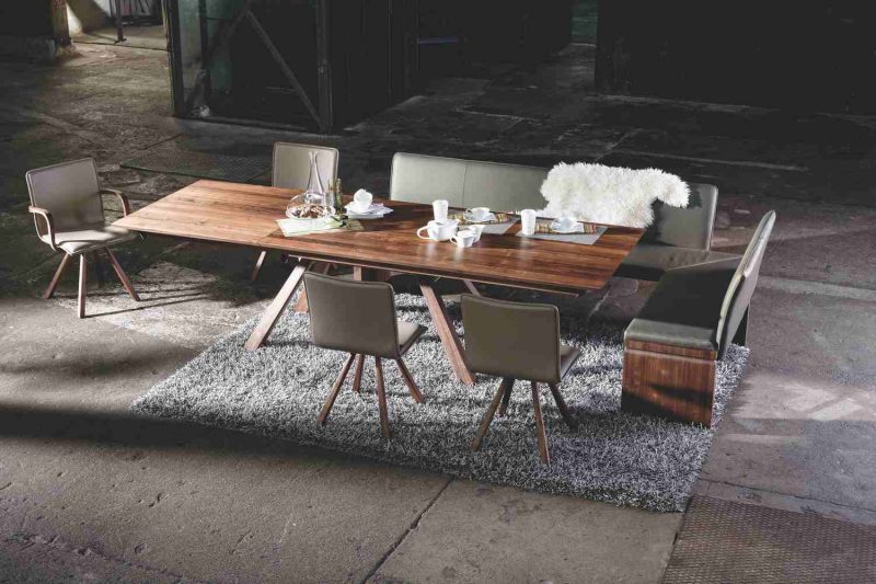 Loft bench and corner bench oak or walnut wood German design