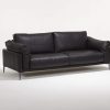 Beaubourg - black leather sofa - view angle - French design and manufacture by Pascal Daveluy