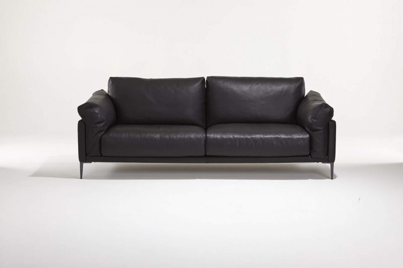 Beaubourg - black leather sofa - French design and manufacture by Pascal Daveluy