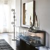 Contemporary glass and leather sideboard