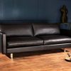 Black leather Scandinavian design couch
