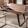 Extendable wood and metal dining table
