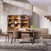 Luxury designer dining set, chairs leather and metal base