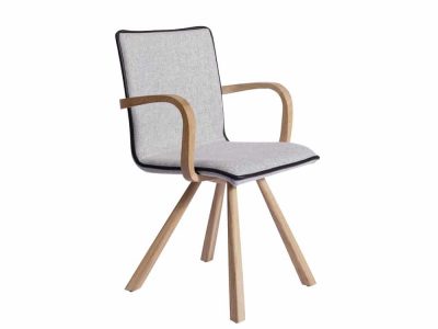Chaise design allemand chêne et tissus