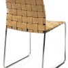 Danish design dining chair beige leather woven