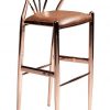 Scandinavian design bar stool in copper and leather