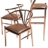 Scandinavian design bar stool and chairs in copper and leather