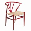 Scandinavian design chair in red metal and rattan