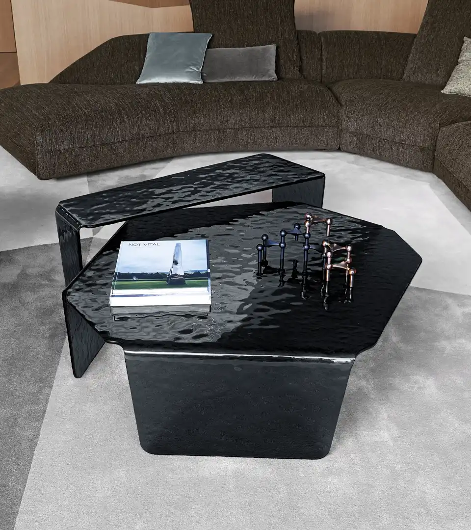 Chimera hammered glass coffee table luxury Italian design 8