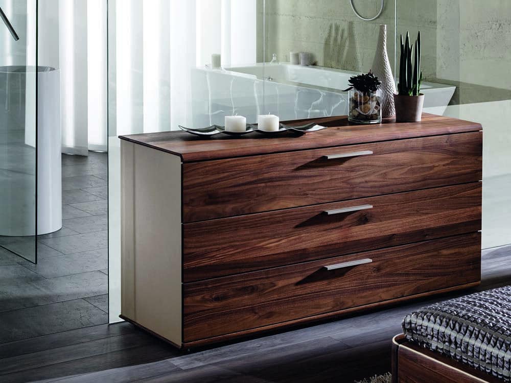 Walnut designer chest of drawers