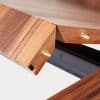 Detail of the finish of the Achilles solid wood table extensions, 5 meters, for 24 guests