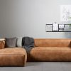 Scandinavian design sofa recycled leather cognac colour