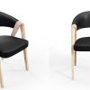 Spin luxury armchair oak and black leather 5