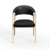 Spin luxury armchair oak and black leather 1