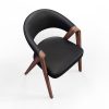 Spin luxury armchair walnut and black leather 2