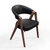 Spin luxury armchair walnut and black leather 3