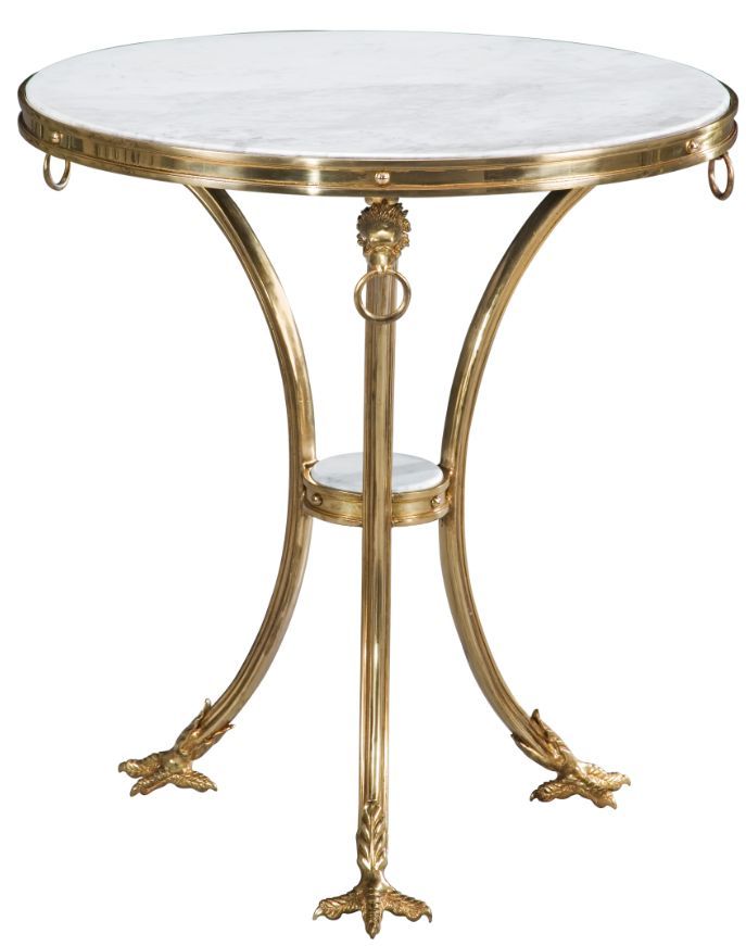 True luxury: French Empire period inspired brass table with Volakas marble table top