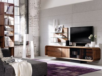 Meuble TV (home cinema) design en noyer