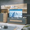 Modern luxurious tv unit in walnut and oak wood