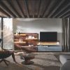Designer tv and entertainment unit in solid walnut wood