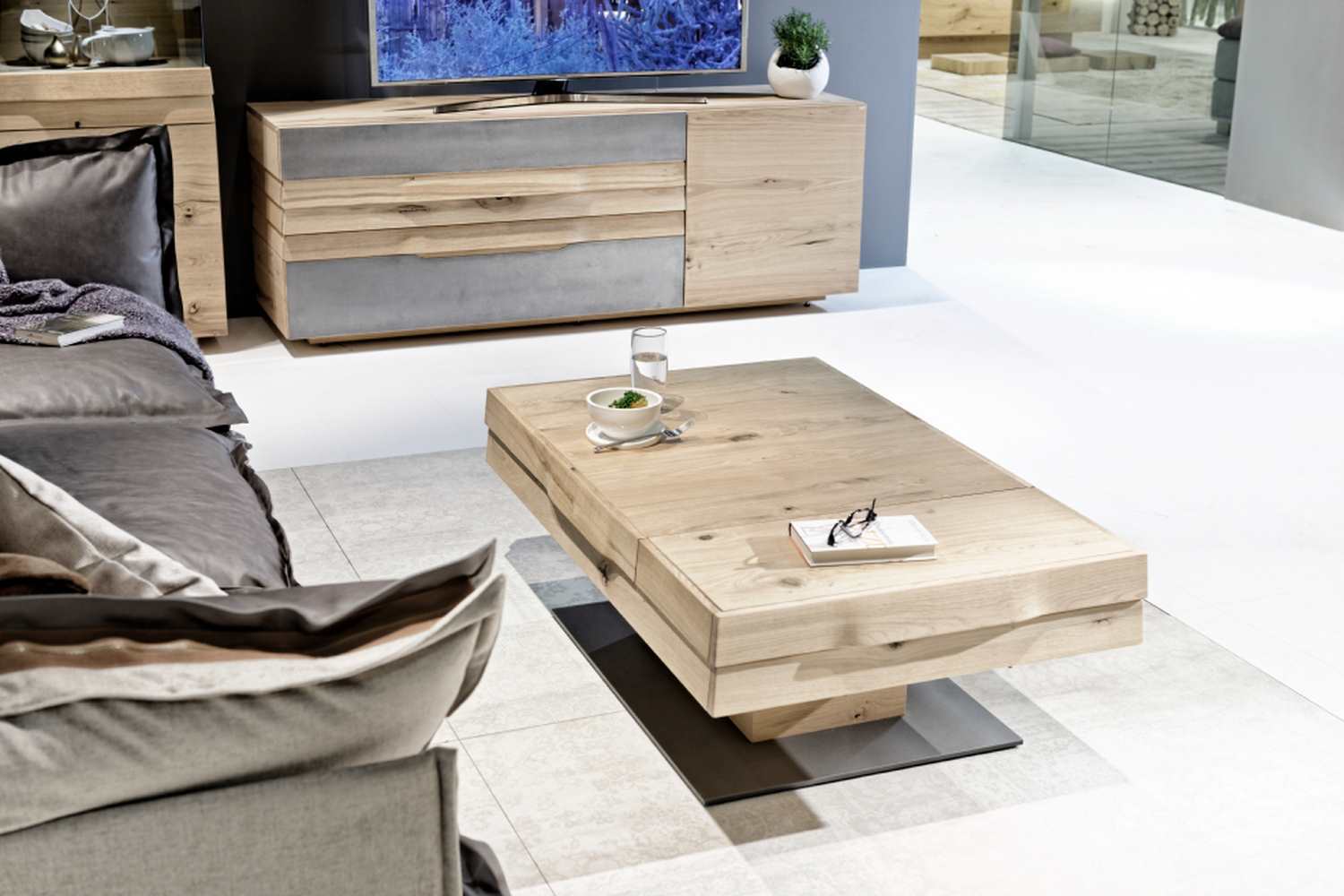 Table basse convertible design en chêne