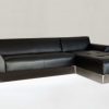 Black leather designer corner sofa made in France
