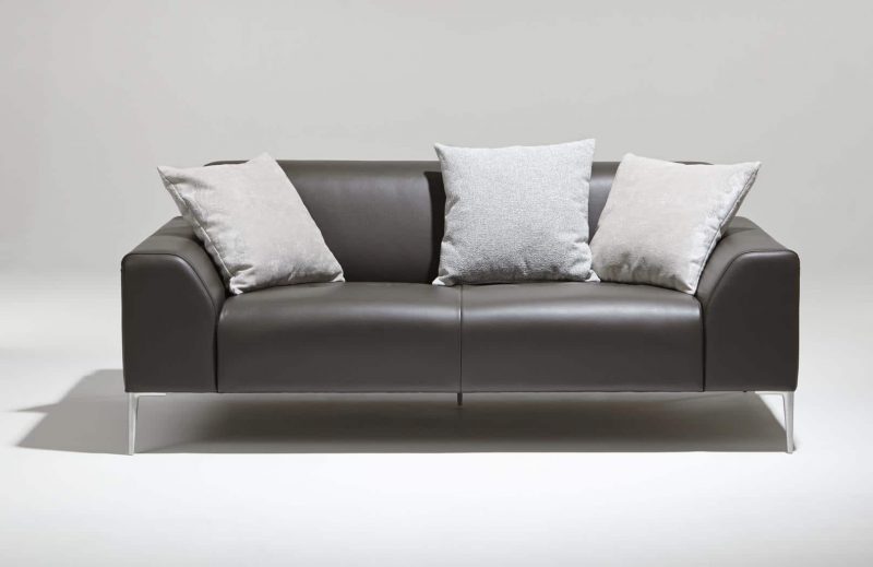 Brown chocolate leather designer corner sofa made in France