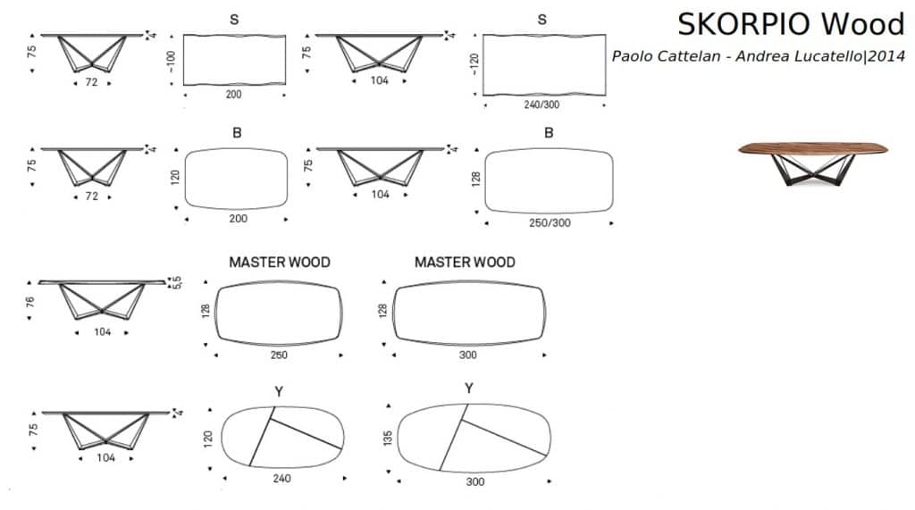 SKORPIO WOOD dimensions designer wooden table by Cattelan Italia