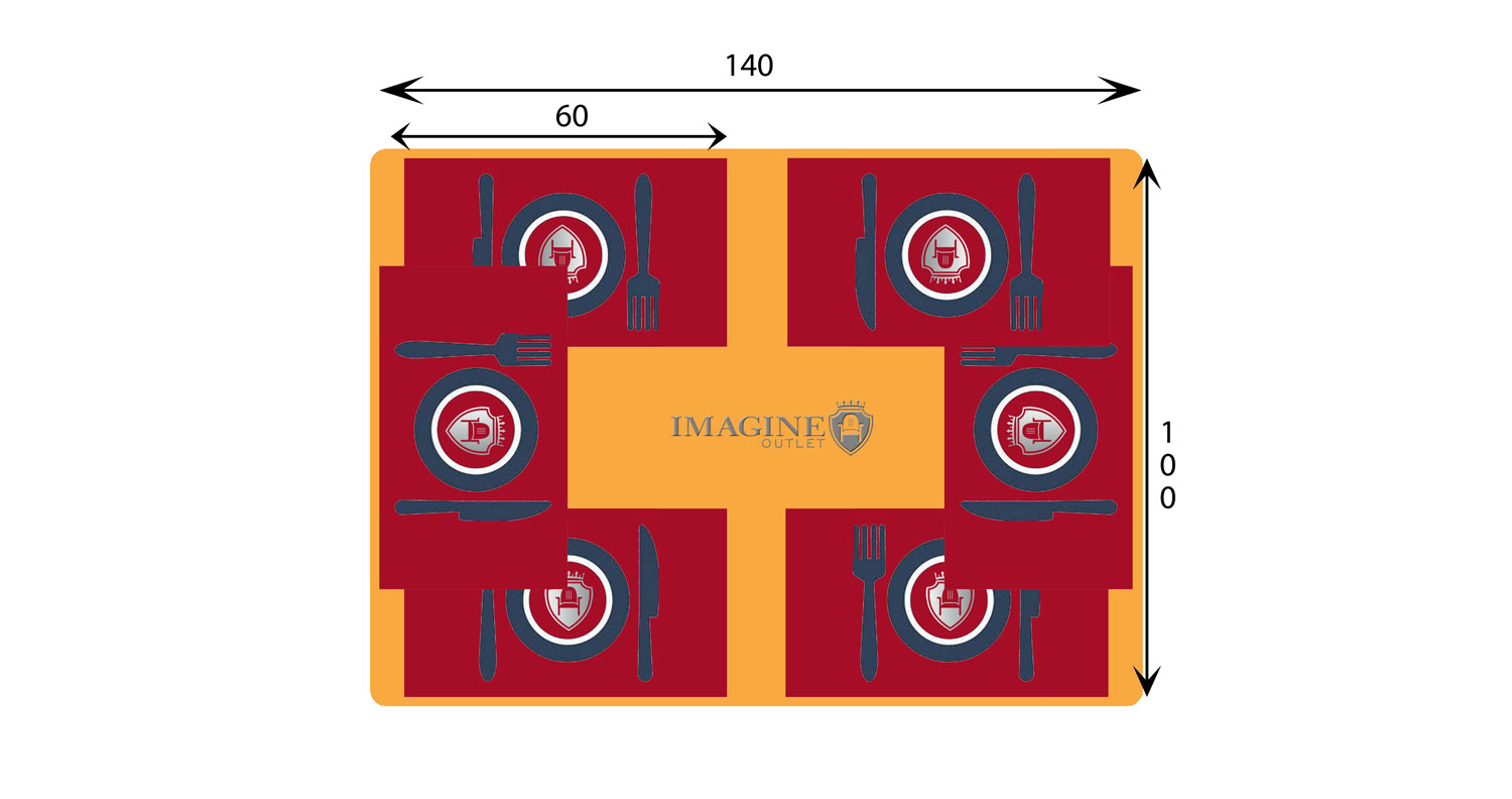 Rectangular table 140 cm in diameter with 6 guests (60x35 per guest)