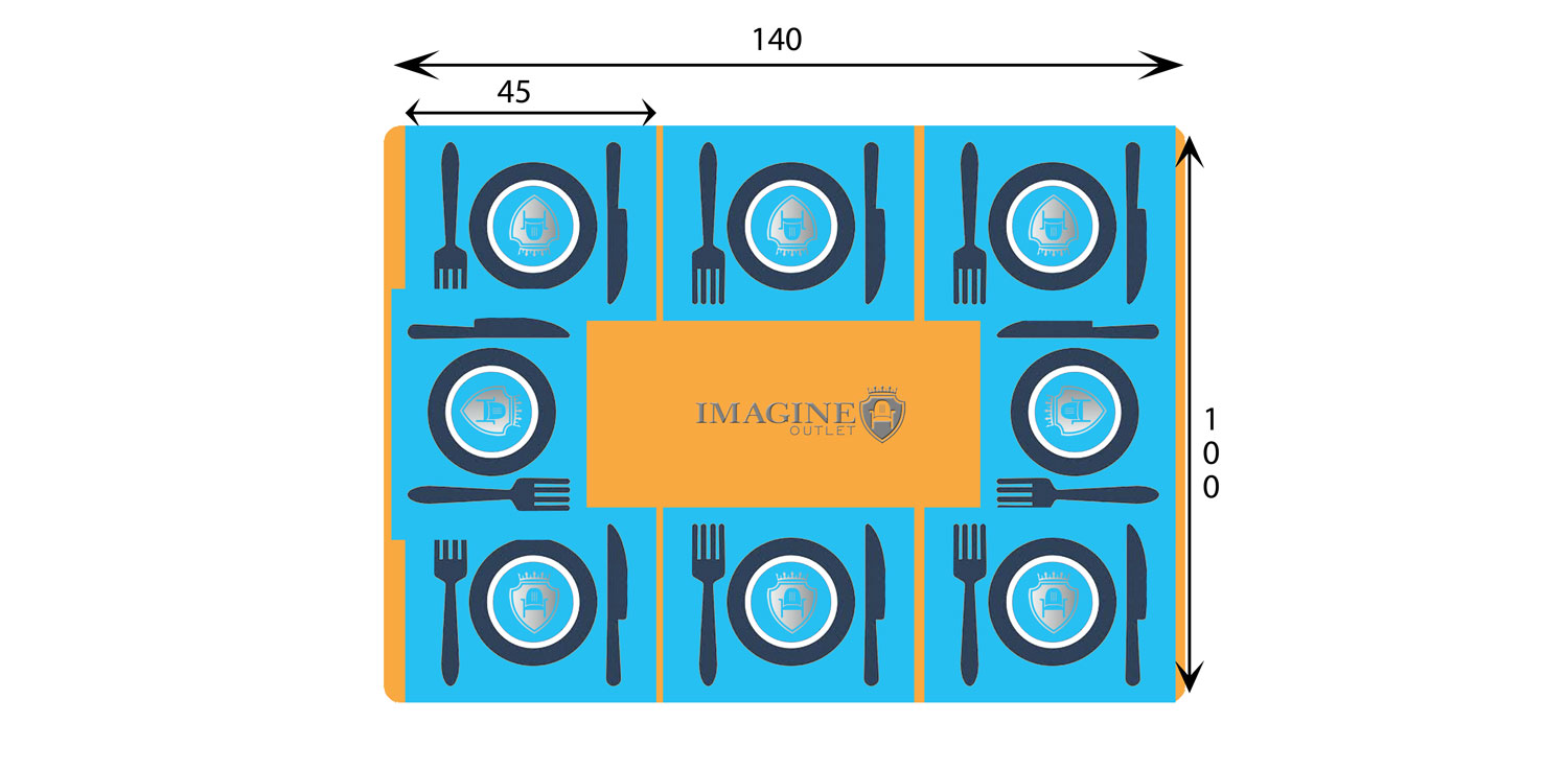 Rectangular table 140 cm in diameter with 8 guests (45x35 per guest)