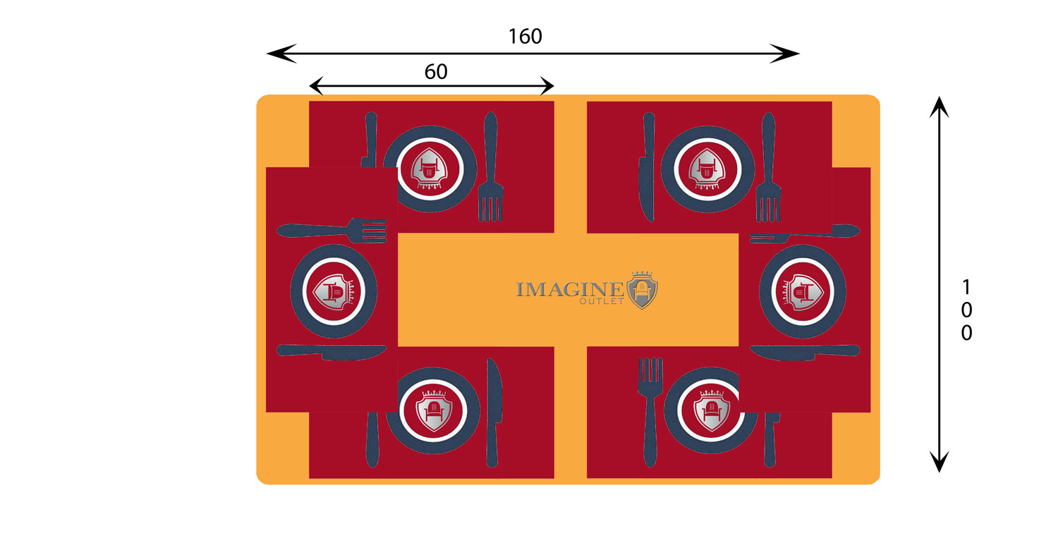 Rectangular table 160 cm in diameter with 6 guests (60x35 per guest)