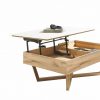 Coffee table with lift-up top in satin-finish glass and solid wood 2