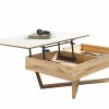 Coffee table with lift-up top in satin-finish glass and solid wood 3