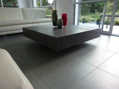 Designer coffee table in waxed concrete