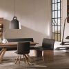 Table de repas design en noyer avec lustre