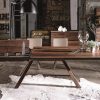 Table de repas design en noyer - vue de face