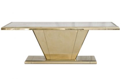 Haute couture table in solid brass and marble