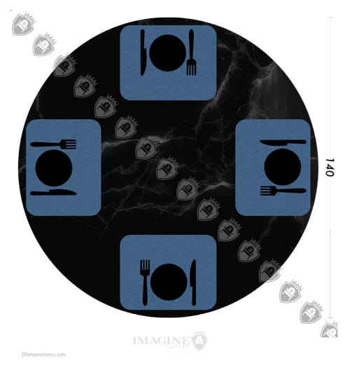 Table ronde 140cm avec 4 convives 45x35 par convive