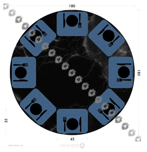 Round table 180cm with 8 guests 45x35 per guest