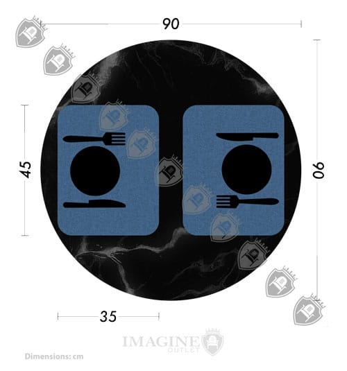 Round table 90 cm in diameter with 2 guests (45x35 per guest)