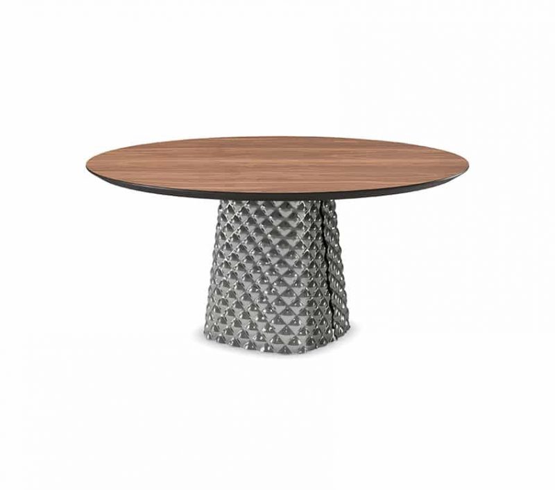 Beautiful round wood dining table glass base