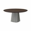 Contemporary round wood dining table glass base