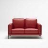Red leather luxury sofa made in France